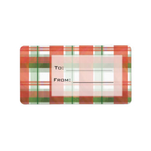 Madras Plaid Christmas Label