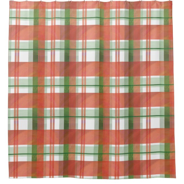 Madras Plaid Christmas Shower Curtain (Front)