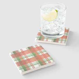 Madras Plaid Christmas Stone Coaster