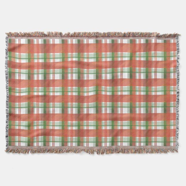 Madras Plaid Christmas Throw Blanket (Front)