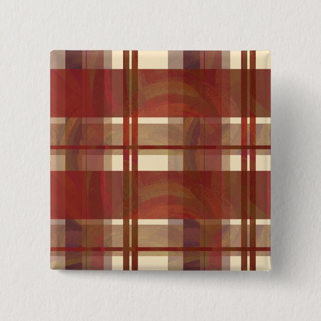 Madras Plaid Fall Red 15 Cm Square Badge (Front)