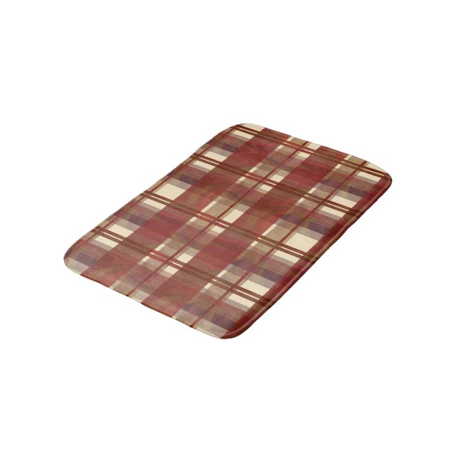 Madras Plaid Fall Red Bath Mat (Angled)