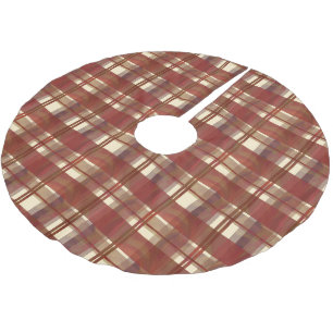 Madras Plaid Fall Red Brushed Polyester Tree Skirt