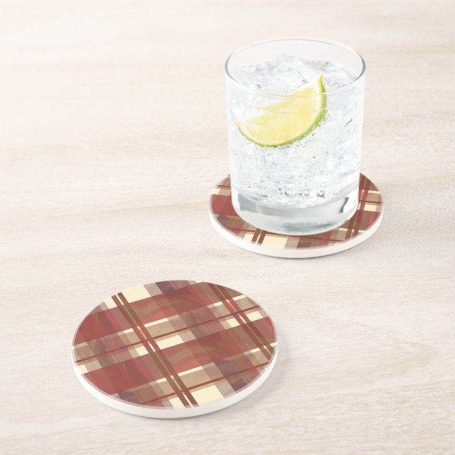 Madras Plaid Fall Red Coaster (Side)