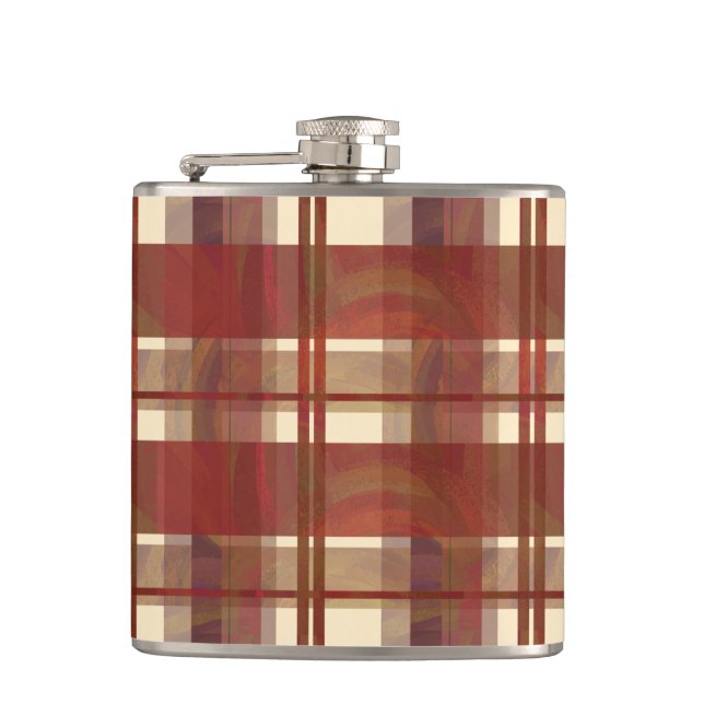 Madras Plaid Fall Red Hip Flask (Front)