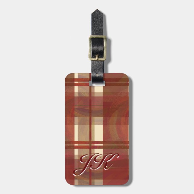 Madras Plaid Fall Red Luggage Tag (Front Vertical)