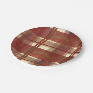 Madras Plaid Fall Red Paper Plate