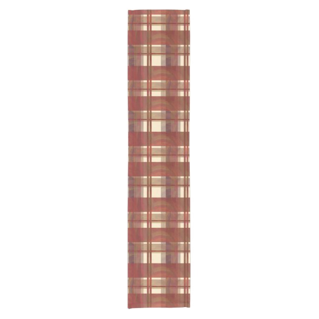 Madras Plaid Fall Red Short Table Runner (Front)