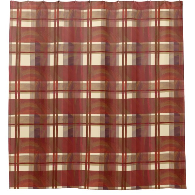 Madras Plaid Fall Red Shower Curtain (Front)