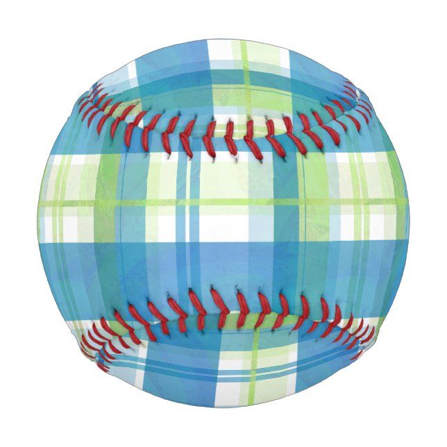 Madras Plaid Green and Blue Baseball (Front)