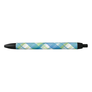Madras Plaid Green and Blue Black Ink Pen