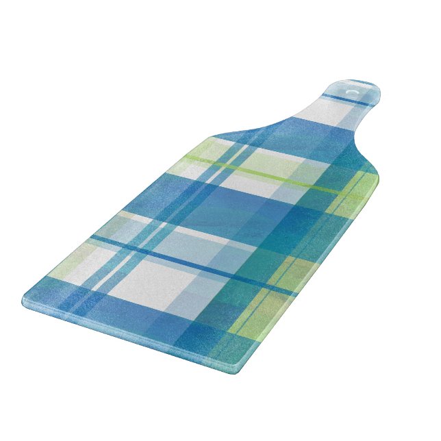 Madras Plaid Green and Blue Cutting Board (Corner)