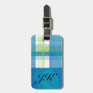 Madras Plaid Green and Blue Luggage Tag