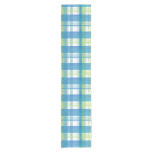 Madras Plaid Green and Blue Short Table Runner
