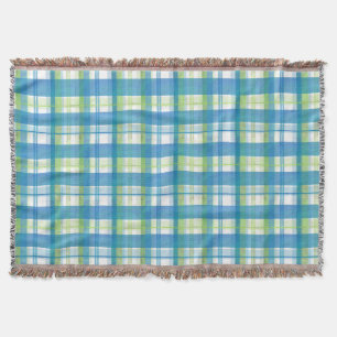 Madras Plaid Green and Blue Throw Blanket