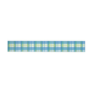 Madras Plaid Green and Blue Wraparound Address Label