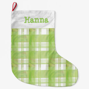 Madras Plaid Green Large Christmas Stocking