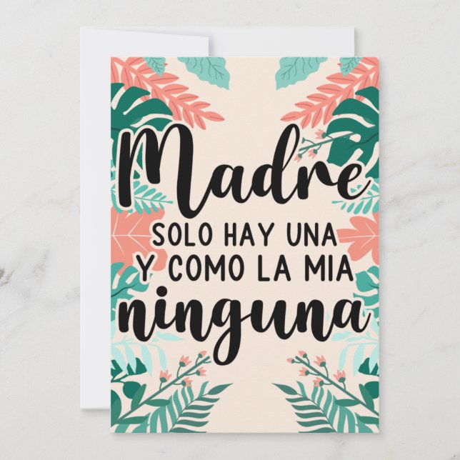 Madre Solo Hay Una y Como la Mía Ninguna Holiday Card (Front)