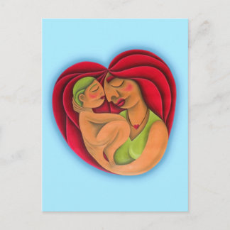 Madre y su hijo pintura óleo arte. Mum. Postcard