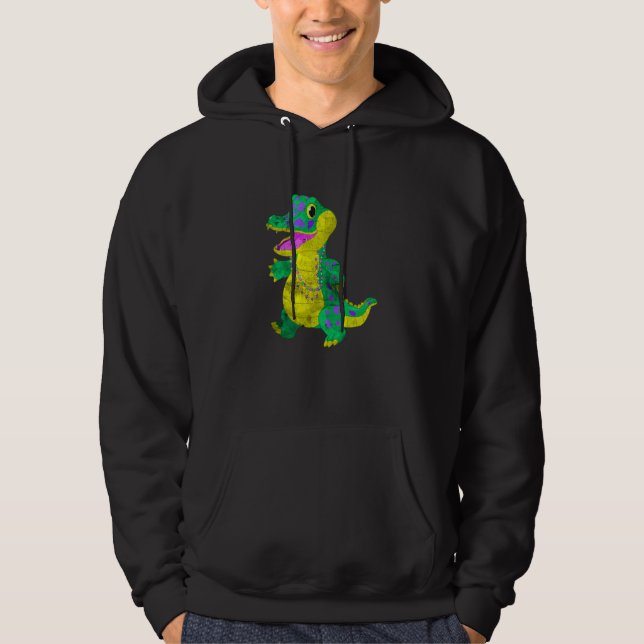 Madri Gras Alligator Carnival Festival Costume Mat Hoodie (Front)