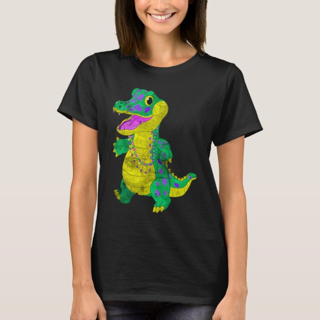 Madri Gras Alligator Carnival Festival Costume Mat T-Shirt (Front)