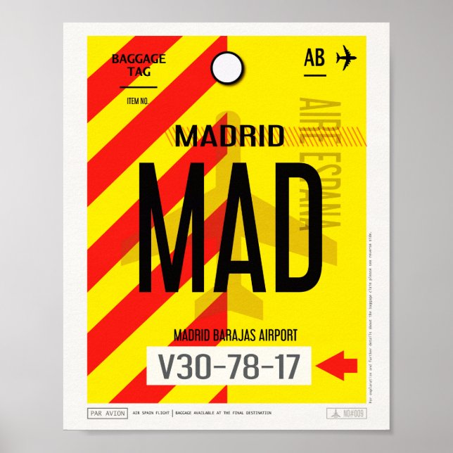 Madrid Airport Baggage Poster (Front)
