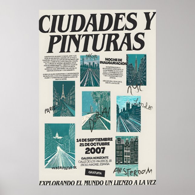 Madrid Art Exhibition Poster Spanish Cityscape (Front)