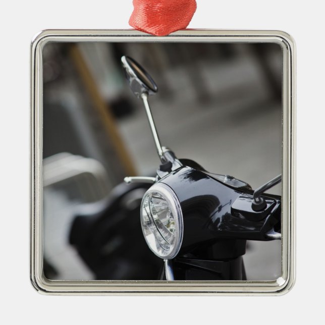 Madrid, black Vespa scooter Metal Tree Decoration (Front)