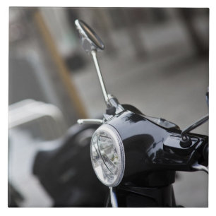 Madrid, black Vespa scooter Tile