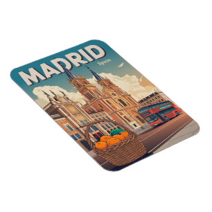 Madrid bus spain vintage travel souvenirs, gifts magnet