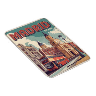 Madrid bus spain vintage travel souvenirs, gifts magnet