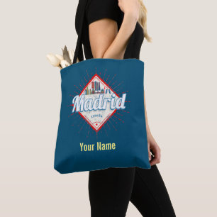 Madrid Capital Spain Retro Skyline Vintage Tote Bag