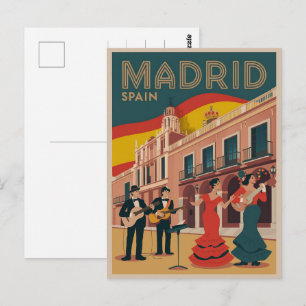 Madrid city spain vintage travel souvenirs, gifts postcard