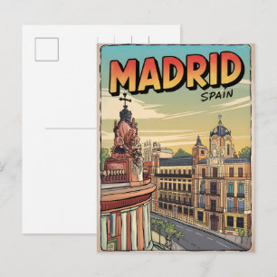 Madrid city spain vintage travel souvenirs, gifts postcard