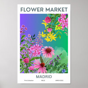 Madrid Colourful Flower Market  Poster