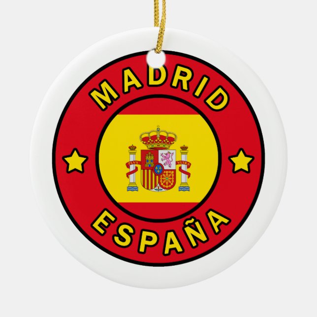 Madrid España Ceramic Tree Decoration (Front)