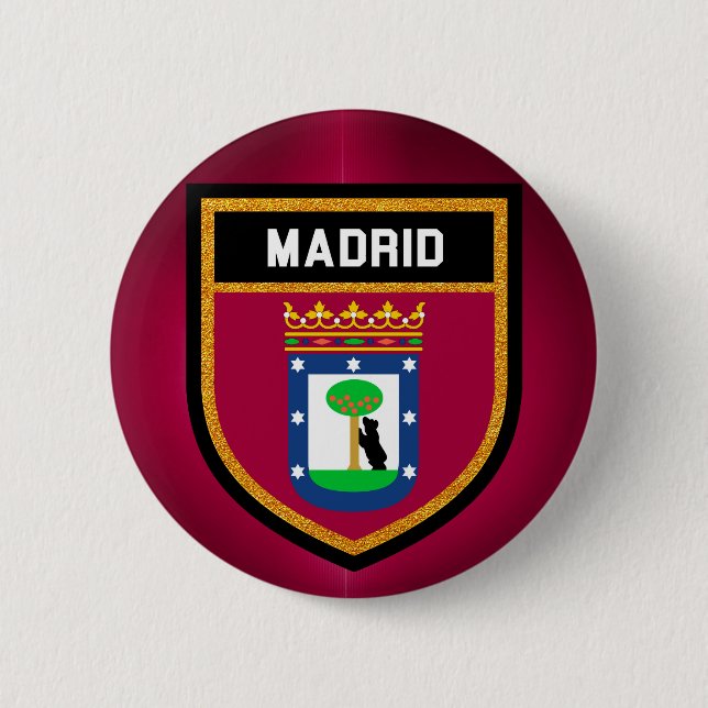 Madrid Flag 6 Cm Round Badge (Front)