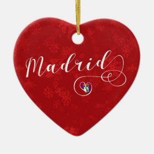 Madrid Heart, Christmas Tree Ornament, Spain Ceramic Tree Decoration