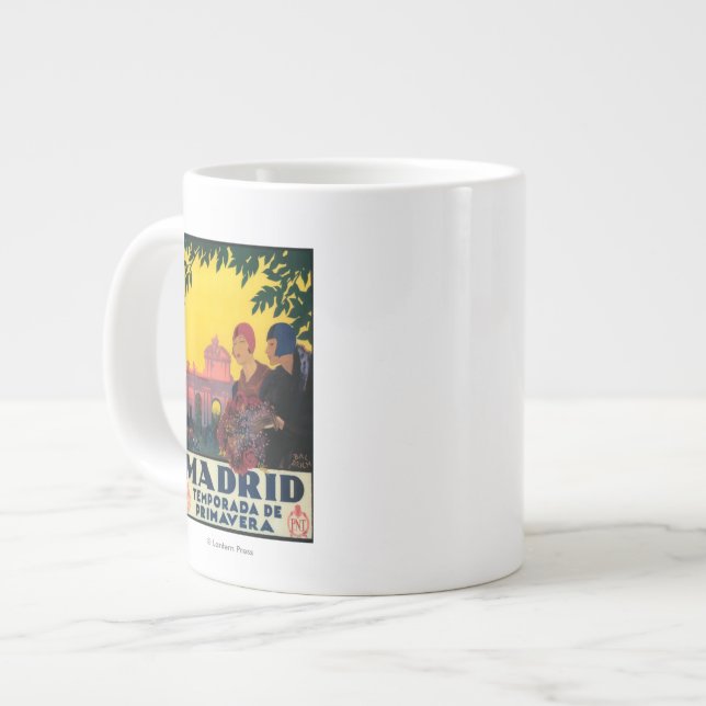 Madrid in Springtime Travel Promotional Poster Large Coffee Mug (Front Left)