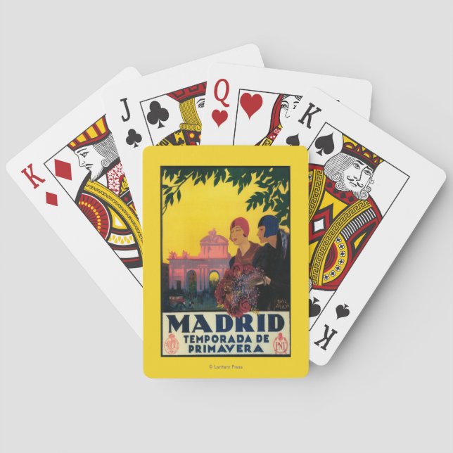 Madrid in Springtime Travel Promotional Poster Playing Cards (Back)