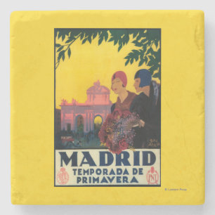 Madrid in Springtime Travel Promotional Poster Stone Coaster