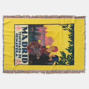 Madrid in Springtime Travel Promotional Poster Throw Blanket