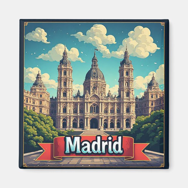 🧲 Madrid Landmarks Travel Keepsake Spain 🏛️ Magnet (Front)