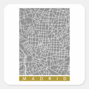 Madrid map square sticker