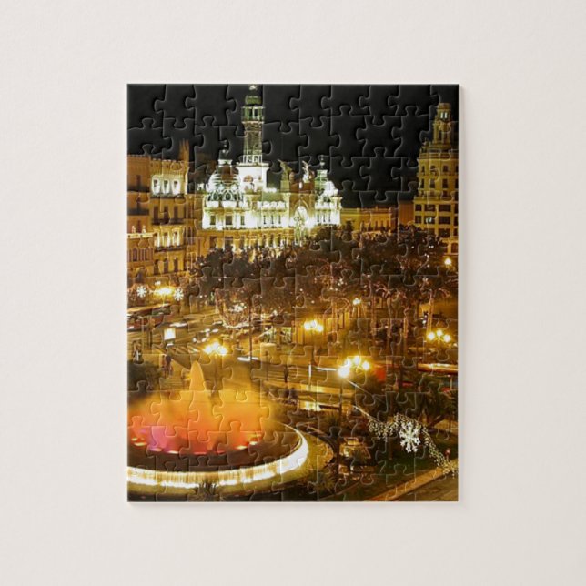 Madrid Night Skyline Jigsaw Puzzle (Vertical)