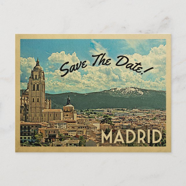 Madrid Save The Date Spain Announcement Postcard (Front)