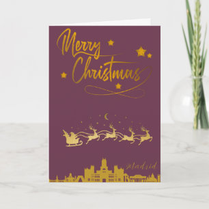 Madrid Skyline Merry Christmas  Card