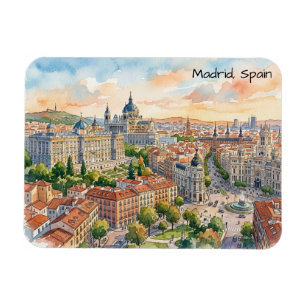 Madrid Spain Architecture Watercolor Painting Magnet