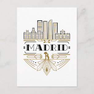 Madrid Spain Art Deco Souvenir Aesthetic Postcard