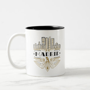 Madrid Spain Art Deco Souvenir Aesthetic Two-Tone Coffee Mug